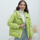 Huibaolu Station Down Cotton-Padded Jacket 2024 New Women's Winter Thickened Cotton-Padded Jacket Popular Style Bright Color Vertical Collar Cotton-Padded Jacket