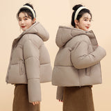 Bean Wind Hooded Down Cotton Clothes Female 2024 Autumn And Winter New Padded Clothes Small Bread Clothes Korean Version Short Coat