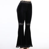 Huibaolu Lace Stitching, High-Waisted Slim Trousers, Dark Fashion, Hot Girls, Straight-Tube Casual Trousers.