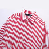 Huibaolu Spring Style Flanged Cuff Striped Loose Shirt 2731533