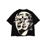 Huibaolu Men's T-Shirts Oversized Graphics Gothic Harajuku Short-Sleeved Men's T-Shirts Y2k Top Friends