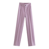 Huibaolu New Summer Style Straight Tube High Waist Shows Thin Solid Color Casual Pants 2761048