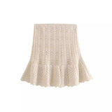 Huibaolu Mesh Knitted Blouse Mesh Jacquard Mini Skirt Set