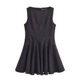 Huibaolu Spring Skate Sleeveless Solid Color Mini Dress 4043041