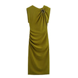 Huibaolu New Gold-Encrusted Midi Dress 9878079