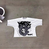 Huibaolu Men's T-Shirts Oversized Graphics Gothic Harajuku Short-Sleeved Men's T-Shirts Y2k Top Friends