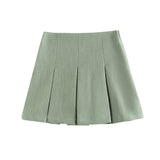 Huibaolu New Autumn 2024 Women's Dress High Waist Wide Pleated Skirt Shows Thin Miniskirt 7385524