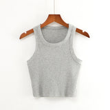 Huibaolu New Round Collar Solid Color Sports Short Blouse With A Slimmed Edge, A Small Vest.