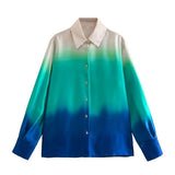 Huibaolu Spring Tie-Dye Printed Fashion Leisure Long-Sleeved Shirt