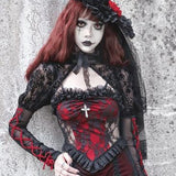 Huibaolu Dark Wind Halloween New Lace Mesh Halter Top Personality Cross Vest Girl