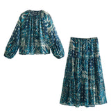 Huibaolu Spring Printed Shirt 2459806 Wire Printed Skirt 2457 806Suit