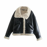 Huibaolu Winter Women's Wear Street Fashion Plush Fur Integrated Jacket