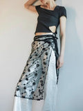 Huibaolu Multi-Layer New Trend, Fashion, Irregular Bandage, Minority Design, Black-And-White Full-Length Dress With Sequins