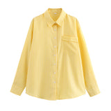 Huibaolu New Four-Color Striped Single Pocket Loose Casual Shirt