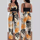 Huibaolu Independent Station Spring And Summer New Fashion Printing Suspenders To Attract 2-Piece Sets Of Trousers