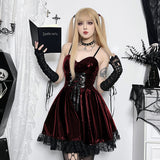 Huibaolu Autumn New Sexy Halter Dress Dark Death Note Leather Strap A Pendulum Dress For Women