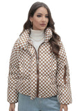 Huibaolu Plaid Women's Coat Bread Jacket Warm Down Cotton-Padded Jacket Women's Cotton-Padded Jacket