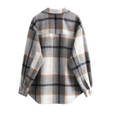 Huibaolu Style Pocket Plaid Blouse Shirt Jacket In Autumn