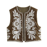 Huibaolu New Embroidered Round-Neck Cardigan In Summer Is Fashionable Vest.