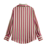 Huibaolu Striped Satin Casual Shirt 8160562 In Autumn