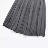 Huibaolu New Nylon Solid Color Pleated Casual Half Skirt 4391421