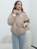 Huibaolu Plaid Women's Coat Bread Jacket Warm Down Cotton-Padded Jacket Women's Cotton-Padded Jacket