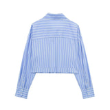 Huibaolu New Casual Loose Striped Short Style Shirt 2298084