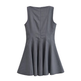 Huibaolu Spring Skate Sleeveless Solid Color Mini Dress 4043041