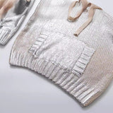 Huibaolu New Metal Color Hooded Hooded Knitted Sweater 2893157