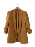 Huibaolu Spring Style Pleated Sleeve Sag Urban Leisure Candy Color Women's Suit Coat