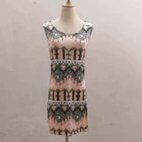 Huibaolu Independent Station Sells The New Fashionable Round Collar Sleeveless Printed Pencil Dress In 2024 Summer.