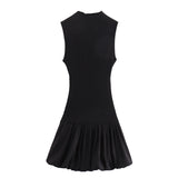 Huibaolu New Spring Balloon Dress With Slim Thread Knitted Bare Back 0085361