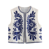 Huibaolu New Embroidered Round-Neck Cardigan In Summer Is Fashionable Vest.