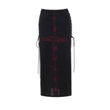 Huibaolu Summer 2024 New Hip Skirt Dark Wind Sexy Cross Splicing Basic Tie-Up Half-Skirt Woman