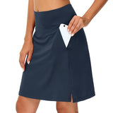 Huibaolu Solid Color Medium Waist Skirt Golf Skirt Sports Tennis Yoga Five-Point Skirt Trousers