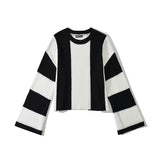 Huibaolu And Winter New Women's Wear New Leisure Style Long-Sleeved Round-Neck Vertical Striped Casual Sweater