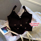 Huibaolu Desire Hot Girl Short Knitted Camisole Women's Summer Slim Fit Inside Wear Bottomed Top with Chest Pads