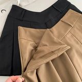 Huibaolu Sexy V-Waist Mini Skirt Women 2024 New Fashion Streetwear Short Pleated Skirts Side Zipper Hot Sale Y2K Skirts Female