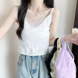 Huibaolu South Korean CHIC Summer New Super Hot Small Vest Sexy Mesh Splicing Bandeau Suspender Sexy Camisole