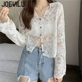 Huibaolu Cardigan Summer Thin Sunscreen Shirts Super Fairy Hollow Out Top Spring and Autumn Sling Skirt with Blouse Fashion Shawl