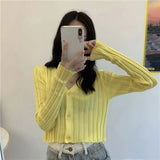 Huibaolu Summer Thin Knit Cardigan Women Outwear Sunscreen Clothes High Waist and Slim Short Top Ice Silk Shirt Y2k Casual Shawl