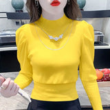 Huibaolu Sleeve Sweater Women's Fall/winter 2024 New Style Waist Knit Stylish Underwear Top