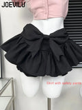 Huibaolu Girls' Skirt Set Babes Pink Sweet Love Short Sleeve Shirt High Waisted Black Puffy Mini Skirt Two Piece Sets Y2k Outfits