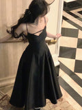 Huibaolu Solid Princess Evening Party Dress French Romantic Black Graduation Robe Korean Summer Spaghetti Strap Wedding Vestidos