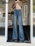 Huibaolu Retro American Slim Women Jeans Fashion Street Flare Jeans Female Autumn New High Waist Simple Basic Chicly Woman Pants