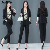 Huibaolu Autumn New Professional Wear Women's Fashion Suit Jacket Vest Pants Three-piece Korean Elegant Casual Blazers Trousers Set