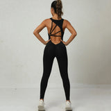 Huibaolu Sexy Hollow Scrunch Monkeys Women Gym Sport Jumpsuit Raises Butt White Black Female Yoga Fitness Overalls Summer Outfits