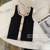 Huibaolu Tank Top Chic Button Aesthetic Loose Camisole Summer Knit Women Korean Fashion Y2k Tops Women Kniited Vest