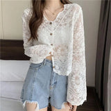 Huibaolu Cardigan Summer Thin Sunscreen Shirts Super Fairy Hollow Out Top Spring and Autumn Sling Skirt with Blouse Fashion Shawl