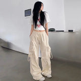 Huibaolu Streetwear Y2K Cargo Pants Women Harajuku Hip Hop Big Pockets Wide Leg Trousers Woman Korean Loose High Waist Casual Pants